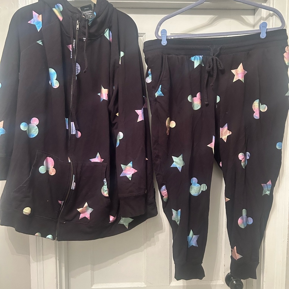 Torrid Black Jumpsuit with Multicolor Star and Mickey Pattern